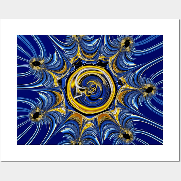 Blue and gold mandala Wall Art by Edward L. Anderson 